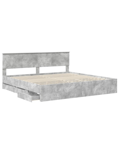 Struttura del letto con cassetto Grigio cemento 200 x 200 cm
