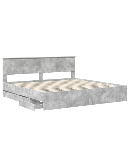 Struttura del letto con cassetto Grigio cemento 200 x 200 cm