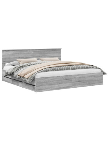 Struttura del letto con cassetto Grigio Sonoma 200 x 200 cm