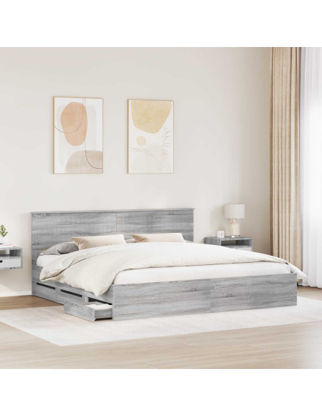 Struttura del letto con cassetto Grigio Sonoma 200 x 200 cm