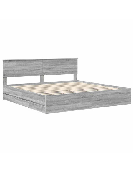 Struttura del letto con cassetto Grigio Sonoma 200 x 200 cm