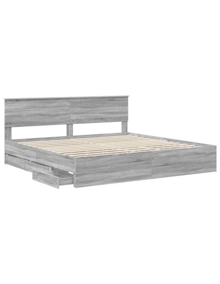 Struttura del letto con cassetto Grigio Sonoma 200 x 200 cm