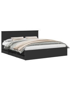 Struttura del letto Nero 180 x 200 cm Legno Ingegnerizzato 2