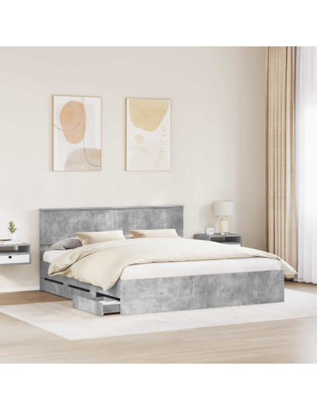 Struttura del letto con cassetto Grigio cemento 180 x 200 cm