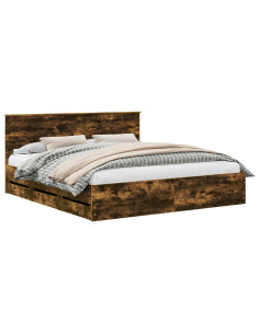 Struttura del letto con cassetto Rovere fumé 180 x 200 cm 2