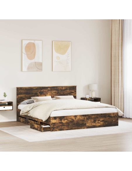 Struttura del letto con cassetto Rovere fumé 180 x 200 cm