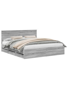Struttura del letto con cassetto Grigio Sonoma 180 x 200 cm 2