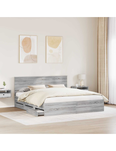 Struttura del letto con cassetto Grigio Sonoma 180 x 200 cm
