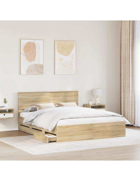 Struttura del letto con cassetto Rovere Sonoma 160 x 200 cm