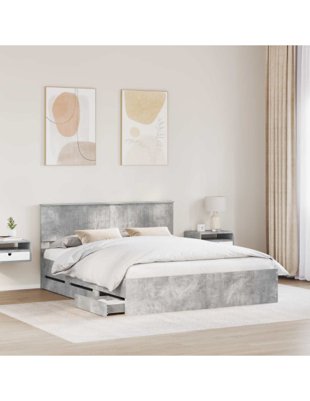 Struttura del letto con cassetto Grigio cemento 160 x 200 cm