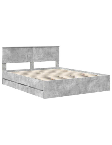 Struttura del letto con cassetto Grigio cemento 160 x 200 cm