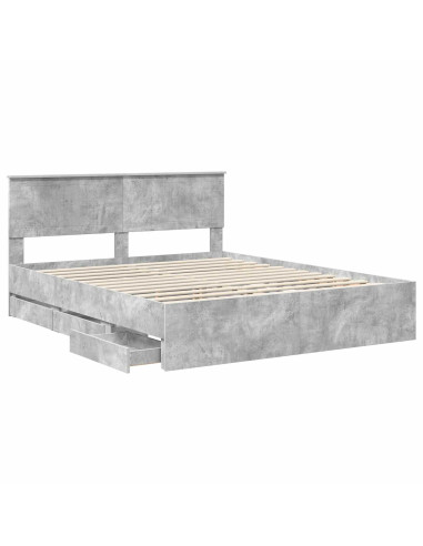Struttura del letto con cassetto Grigio cemento 160 x 200 cm