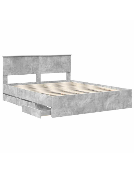 Struttura del letto con cassetto Grigio cemento 160 x 200 cm