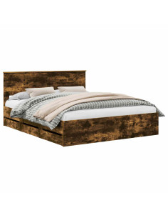 Struttura del letto con cassetto Rovere fumé 160 x 200 cm 2