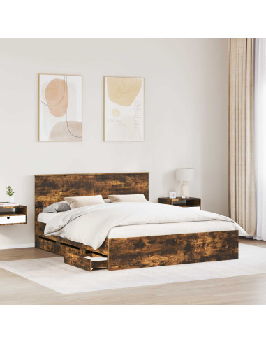 Struttura del letto con cassetto Rovere fumé 160 x 200 cm