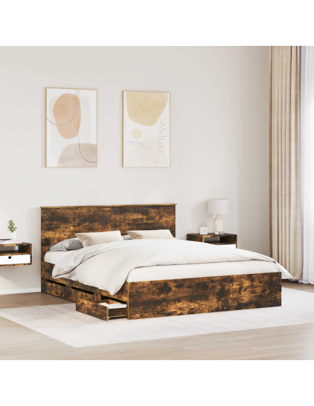 Struttura del letto con cassetto Rovere fumé 160 x 200 cm