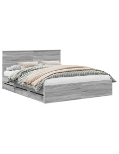 Struttura del letto con cassetto Grigio Sonoma 160 x 200 cm 2