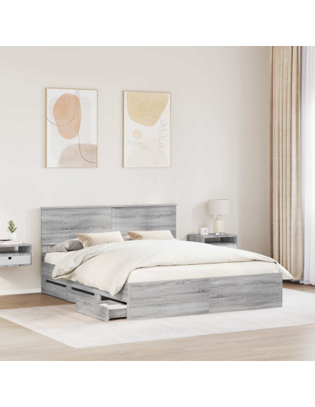 Struttura del letto con cassetto Grigio Sonoma 160 x 200 cm