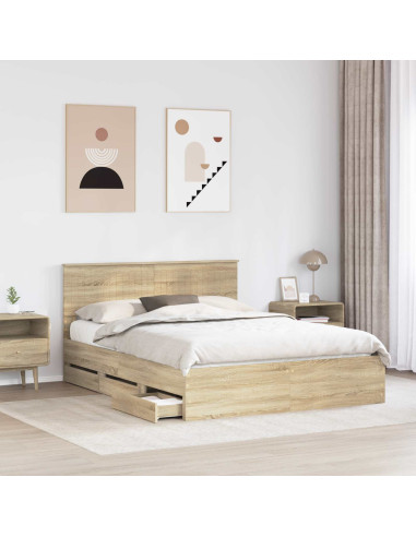 Struttura del letto con cassetto Rovere Sonoma 150 x 200 cm