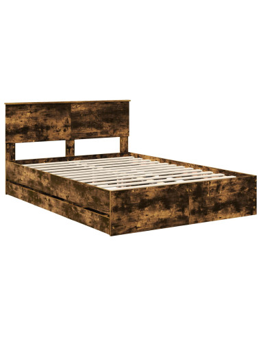 Struttura del letto con cassetto Rovere fumé 140 x 190 cm