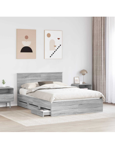 Struttura del letto con cassetto Grigio Sonoma 140 x 190 cm