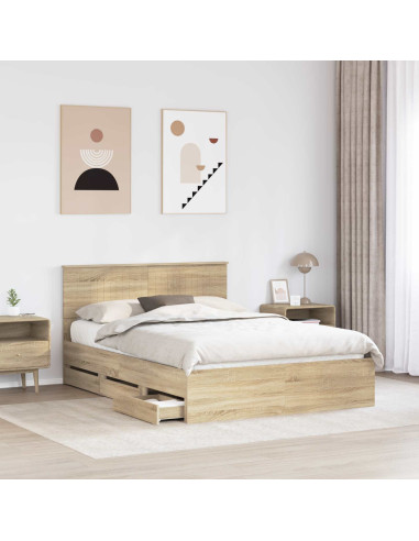 Struttura del letto con cassetto Rovere Sonoma 140 x 200 cm