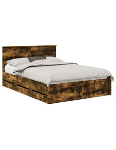 Struttura del letto con cassetto Rovere fumé 140 x 200 cm 2