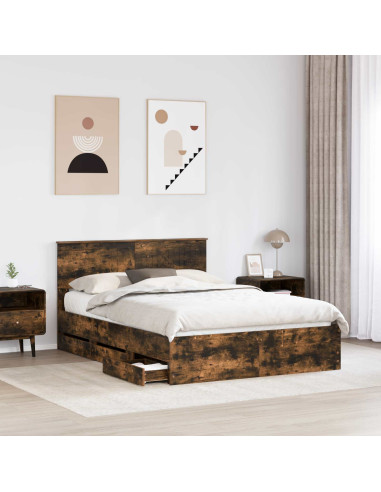 Struttura del letto con cassetto Rovere fumé 140 x 200 cm