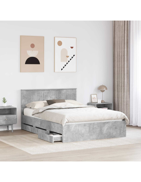 Struttura del letto con cassetto Grigio cemento 135 x 190 cm