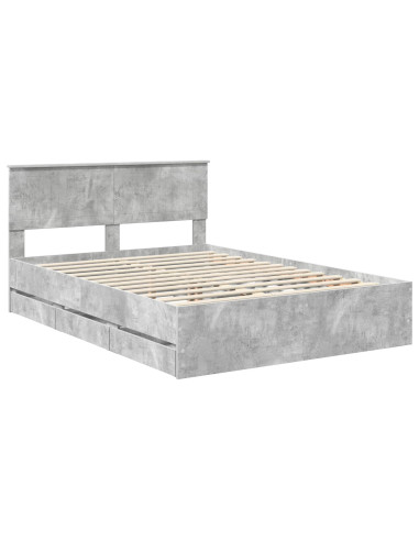 Struttura del letto con cassetto Grigio cemento 135 x 190 cm