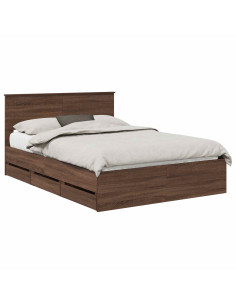 Struttura del letto con cassetto Rovere Marrone 135 x 190 cm 2