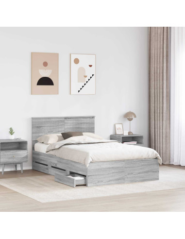Struttura del letto con cassetto Grigio Sonoma 120 x 190 cm