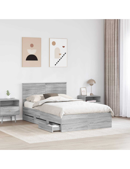 Struttura del letto con cassetto Grigio Sonoma 120 x 190 cm