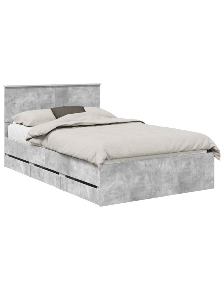 Struttura del letto con cassetto Grigio cemento 120 x 200 cm