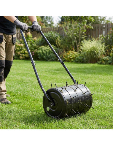 Rullo per prato da tirare con morsetti aeratori 110 x 52 cm