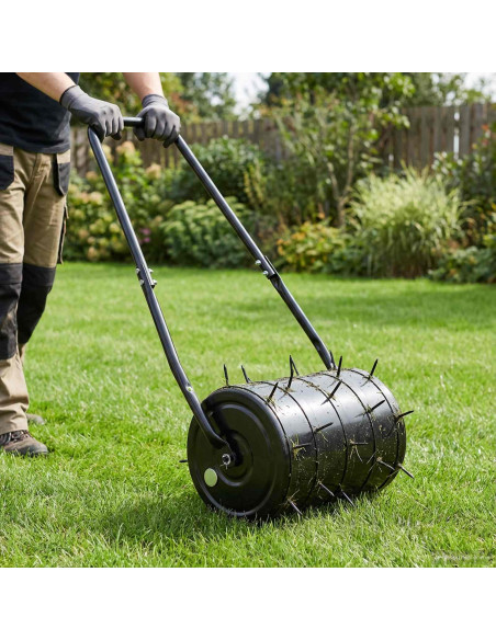 Rullo per prato da tirare con morsetti aeratori 110 x 52 cm