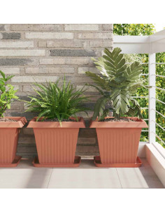 Vassoio Quadrato per Fiori 6 pcs Rosso Mattone 32 x 32 x 2,5 cm