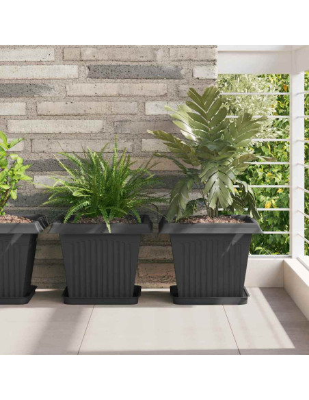 Vassoio Quadrato per Fiori 6 pcs Nero 25,5 x 25,5 x 2,5 cm