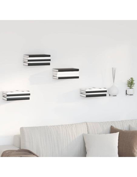 Mensola sospesa con lo scaffale 8 pcs Nero 6 x 10,8 x 6,6 cm