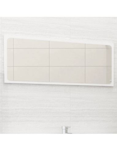 Specchio da Bagno Bianco 90x1,5x37 cm in Legno Multistrato