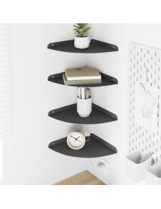 Mensola sospesa con lo scaffale 4 pcs Nero 24 x 24 x 2 cm