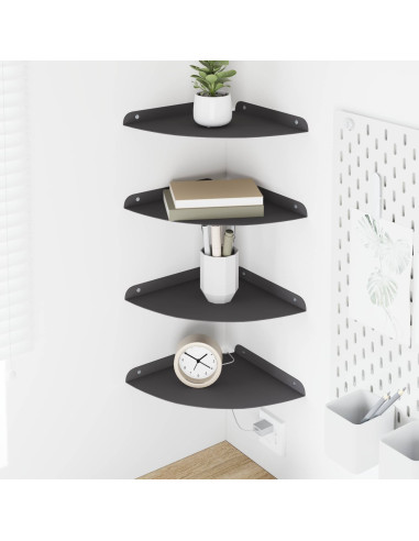 Mensola sospesa con lo scaffale 4 pcs Nero 24 x 24 x 2 cm