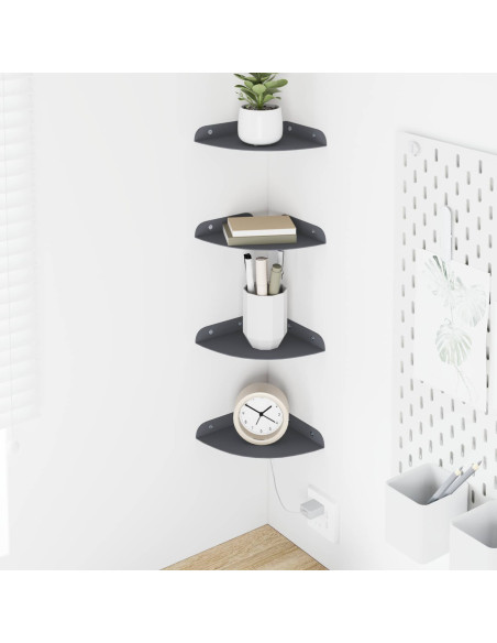 Mensola sospesa con lo scaffale 4 pcs Antracite 15 x 15 x 2 cm