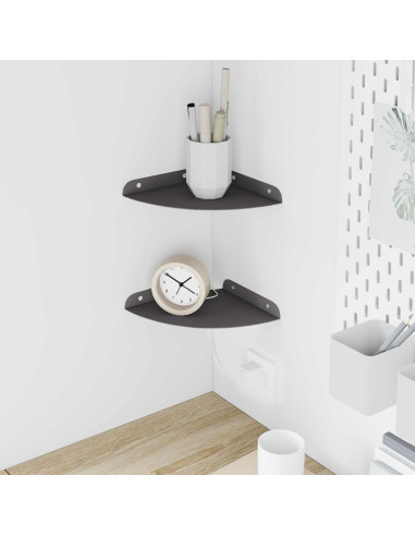 Mensola sospesa con lo scaffale 2 pcs Nero 18 x 18 x 2 cm