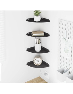 Mensola sospesa con lo scaffale 4 pcs Nero 18 x 18 x 2 cm