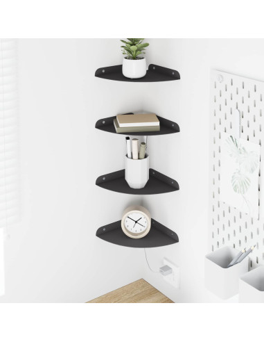 Mensola sospesa con lo scaffale 4 pcs Nero 18 x 18 x 2 cm