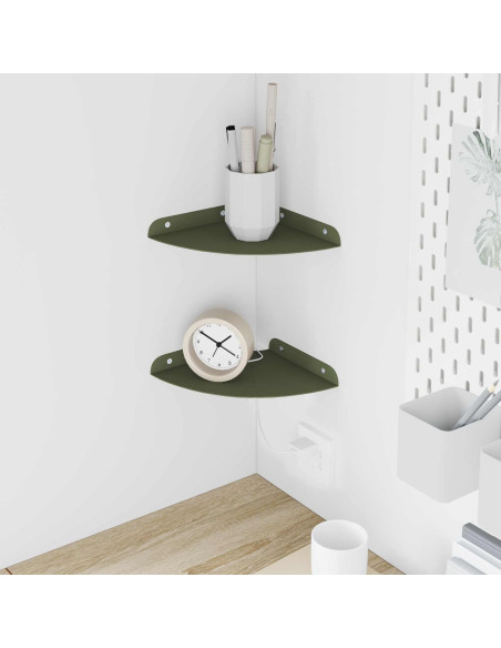 Mensola sospesa 2 pcs Verde oliva 18 x 18 x 2 cm