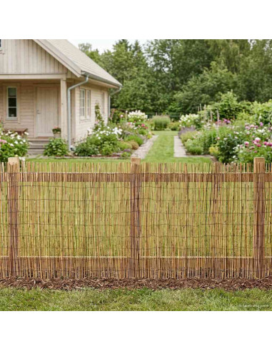 Recinzione per Giardino Carbonizzato 300 x 100 cm Giunco
