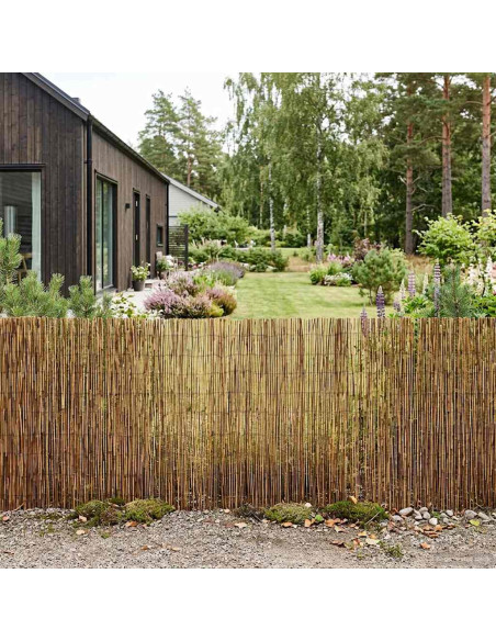 Recinzione per Giardino Carbonizzato 300 x 90 cm Giunco