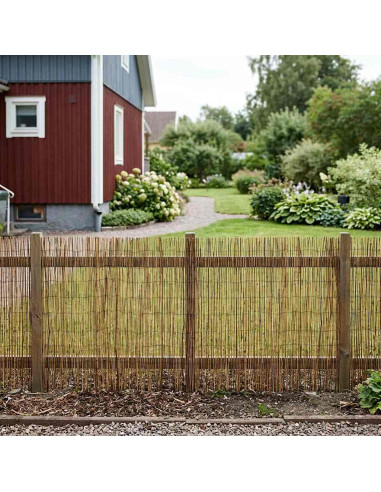 Recinzione per Giardino Carbonizzato 400 x 90 cm Giunco